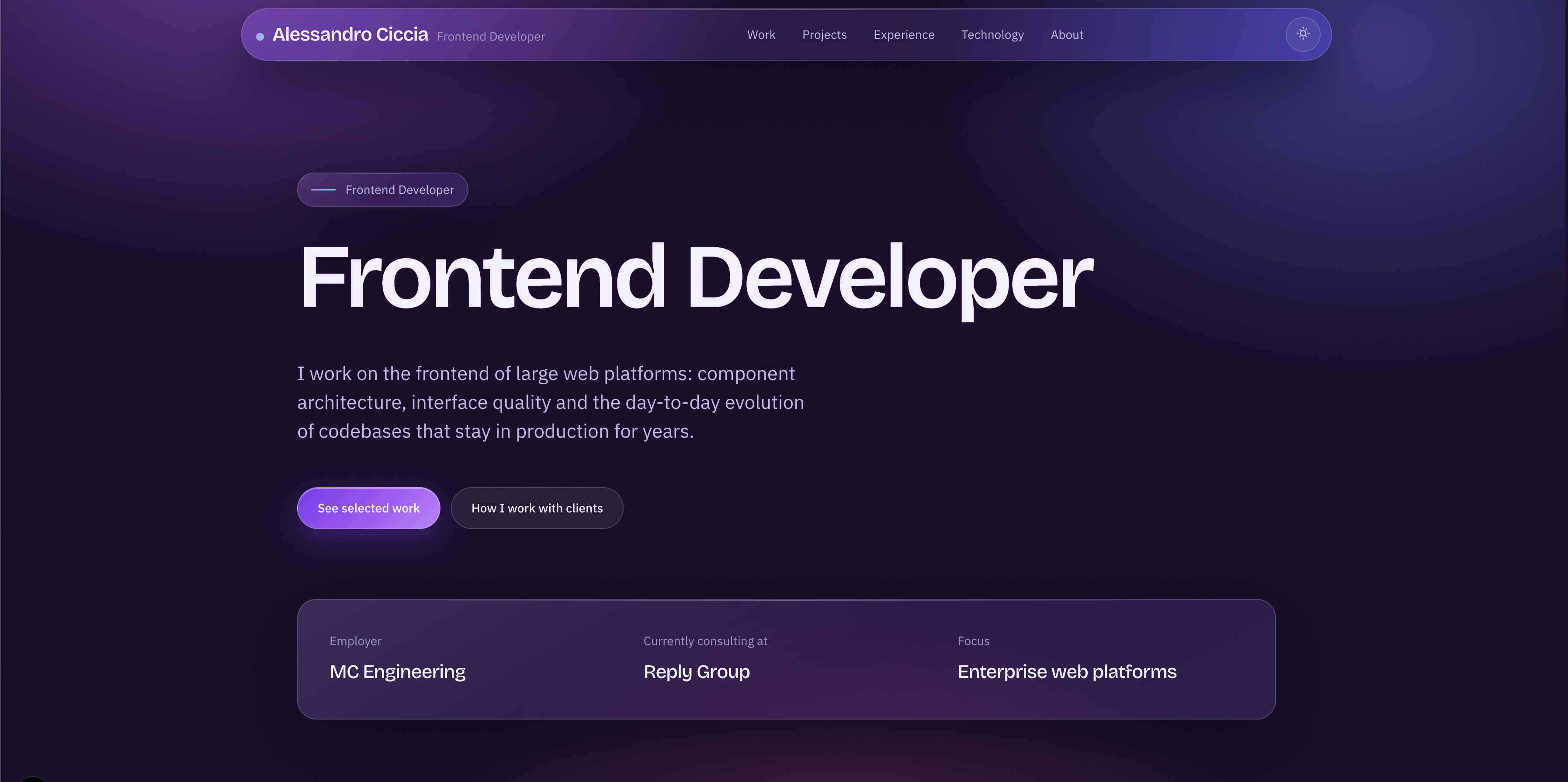Portfolio homepage screenshot
